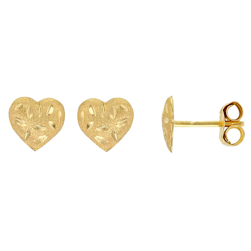 Matte Cut Heart 18kt Gold Earring – Ray's Jewellery