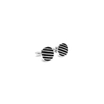 Black Stripe Circle Cufflinks - Ray's Jewellery