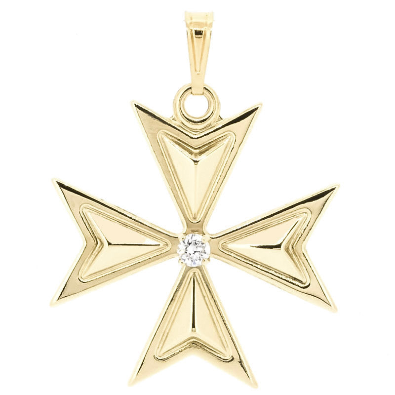 Gold Zirconiaaro Maltese Cross - Ray's Jewellery