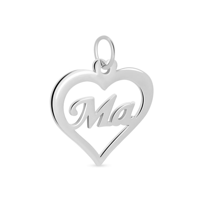 Ma & Heart Silver Pendant